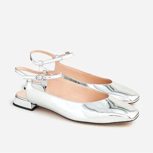 J. Crew Ankle-strap flats in metallic leather